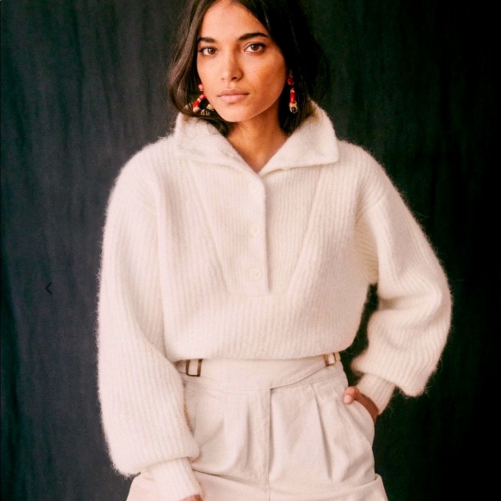 Sézane Micky Jumper XS Ecru / White